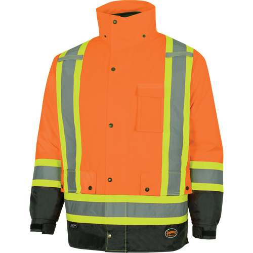 Parka de s&eacute;curit&eacute; d'hiver imperm&eacute;able 7-en-1 5056 Pioneer Yukon, Polyester, Noir/Orange haute visibilit&eacute;, T-petit Cintas