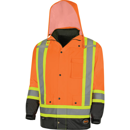 Parka de s&eacute;curit&eacute; d'hiver imperm&eacute;able 7-en-1 5056 Pioneer Yukon, Polyester, Noir/Orange haute visibilit&eacute;, T-petit Cintas