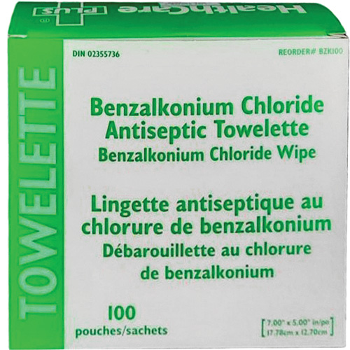 BZK Benzalkonium Chloride Towelette, Towelette, Antiseptic Cintas