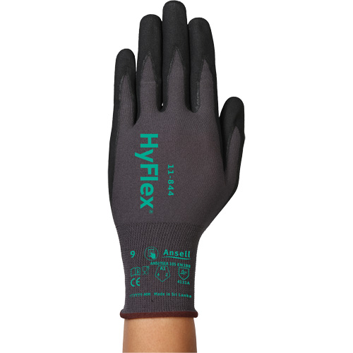 Gants Hyflex 11-844, Taille 5/2T-petit, Calibre 15, Rev&ecirc;tement Mousse de nitrile, Enveloppe en Nylon/Spandex, ASTM ANSI niveau A1/EN 388 niveau 1/EN 388 niveau A Cintas