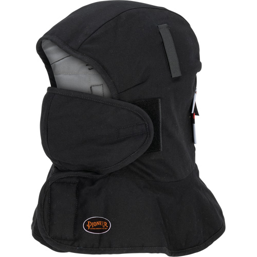 Pioneer 765A Flame-Resistant Quilted Hard Hat Liner with Long Neck & Detachable Mouthpiece, Black/Grey, Cotton/FR-Tech&reg;/Modacrylic/Nylon Cintas