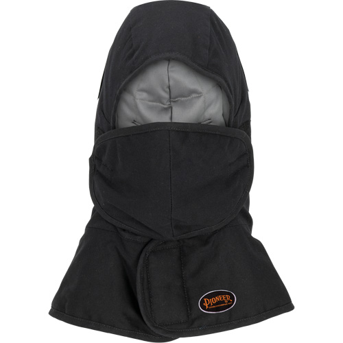 Pioneer 765A Flame-Resistant Quilted Hard Hat Liner with Long Neck & Detachable Mouthpiece, Black/Grey, Cotton/FR-Tech&reg;/Modacrylic/Nylon Cintas