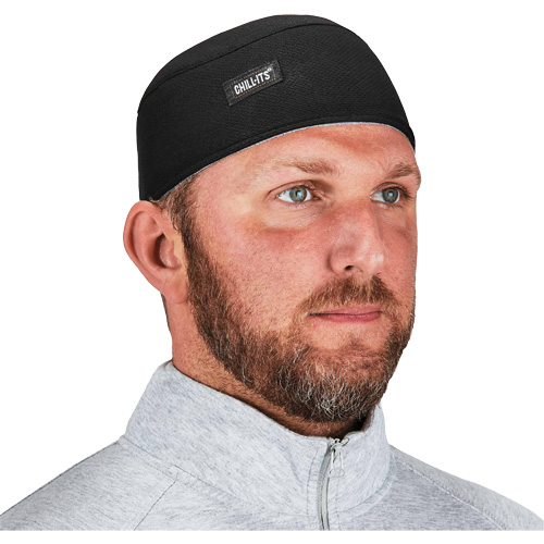 Chill-Its 6630 High-Performance Skull Cap with Terry Cloth Sweatband, Black Cintas
