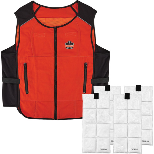 Veste de refroidissement &agrave; changement de phase l&eacute;g&egrave;re avec sachets de recharge Chill-Its 6260, 2T-grand/3T-grand, Orange Cintas