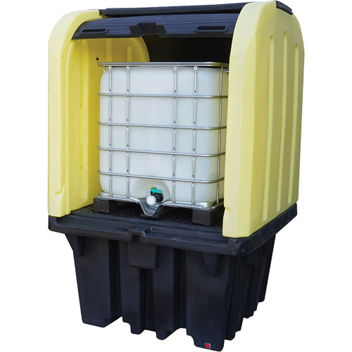 Yellow Roll Top Hardcover Spill Pallet, 65" L x 65" W x 101" H, 5000 lbs. Load Capacity Cintas