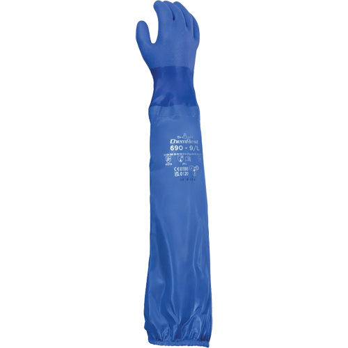 690 Chemical-Resistant Gloves, Size Medium/8, 26" L, Cotton/PVC Cintas