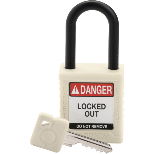 Cadenas de verrouillage de s&eacute;curit&eacute; Velocity, Blanc, Cl&eacute;s diff&eacute;rentes, Nylon, Largeur de 1-1/2" Cintas