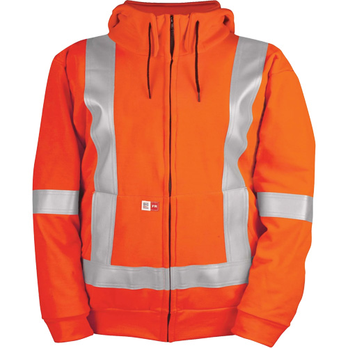 High-Visibility Wind Resistant Zip-Front Sweatshirt with DetachableHood, Men's, 5X-Large, High Visibility Orange, 27.7 cal/cm² Cintas