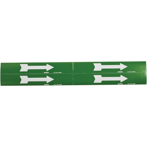 Marqueurs de tuyau avec fl&egrave;ches, Autocollant, 1-1/8" h x 7" la, Blanc/vert Cintas
