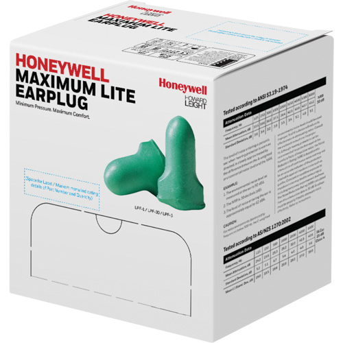 Bouchons d'oreilles en mousse &agrave; basse pression Maximum Lite de Howard Leight, Vrac - Boîte Cintas