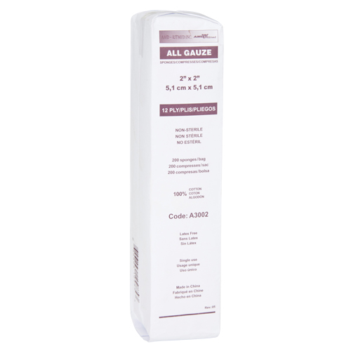 Gauze Sponges, Pad, 2" L x 2" W, Medical Device Class 1 Cintas