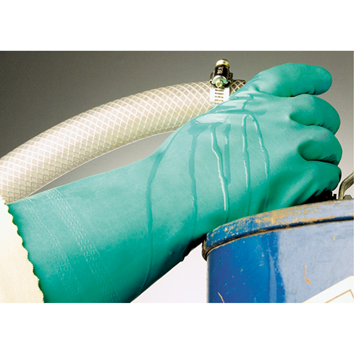 StanSolv&reg; Embossed Z-Pattern Grip Gloves, Size Medium/8, 14" L, Nitrile, Interlock Inner Lining, 11-mil Cintas