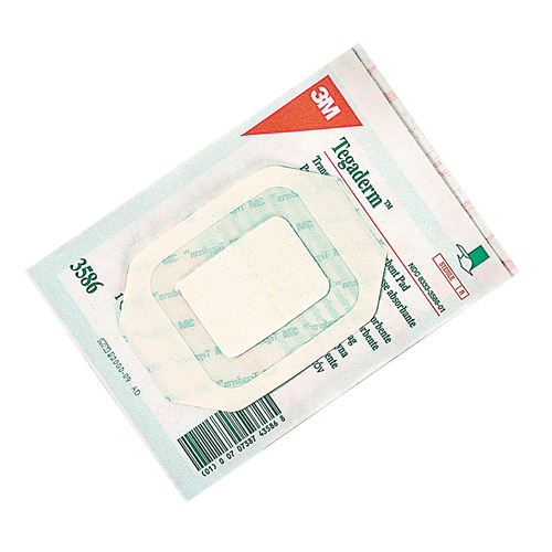 Pansement transparent Tegaderm avec tampon absorbant, Rectangulaire/carr&eacute;e, 4", Plastique, St&eacute;rile Cintas
