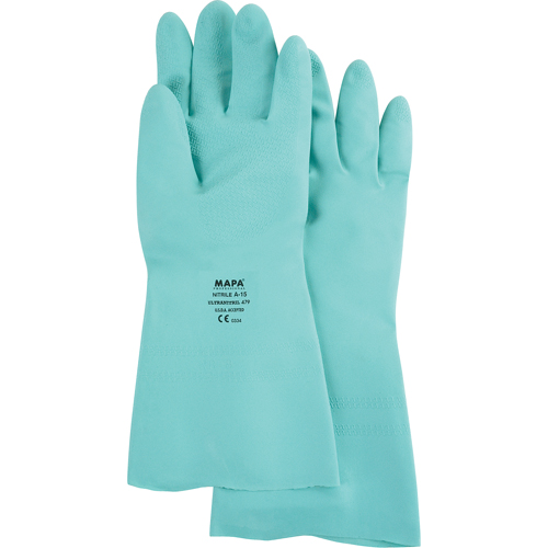 Gants &agrave; prise &agrave; motif en Z StanSolv, Taille Grand/9, 13" lo, Nitrile, 15 mils Cintas