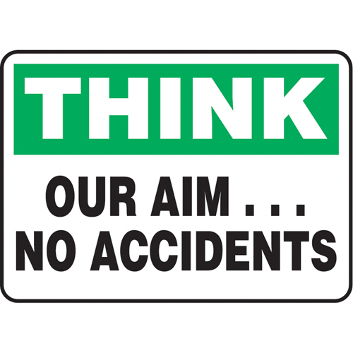 Enseigne  Our Aim… No Accidents , 7" x 10", Aluminium, Anglais Cintas
