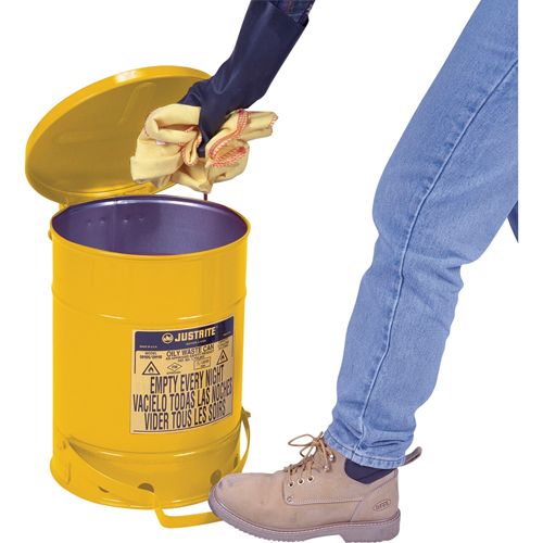Contenants pour d&eacute;chets huileux, Homologu&eacute; FM/List&eacute; UL, 14 gal. US, Jaune Cintas