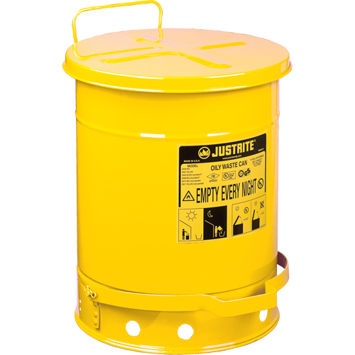 Contenants pour d&eacute;chets huileux, Homologu&eacute; FM/List&eacute; UL, 14 gal. US, Jaune Cintas