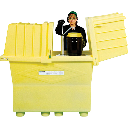 Contenants Poly-Safetypack plus sans drain, 60,25" lo x 34,5" la x 64" h, Capacit&eacute; de charge 1200 lb Cintas