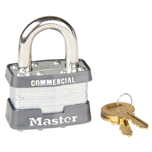 Laminated Padlock, Silver, Keyed Alike, Laminated Steel, 1-3/4" Width Cintas