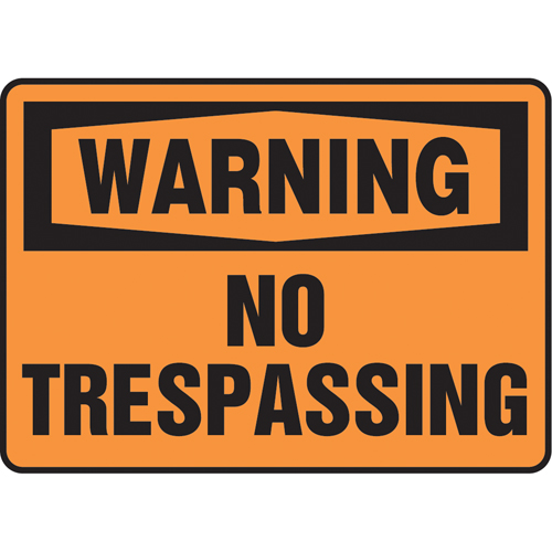 Enseigne  No Trespassing , 10" x 14", Vinyle, Anglais Cintas
