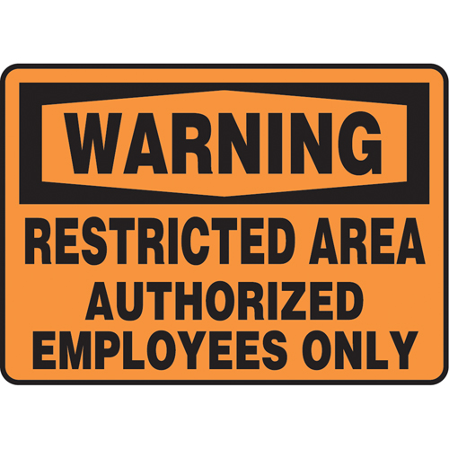 Enseigne  Restricted Area , 7" x 10", Vinyle, Anglais Cintas
