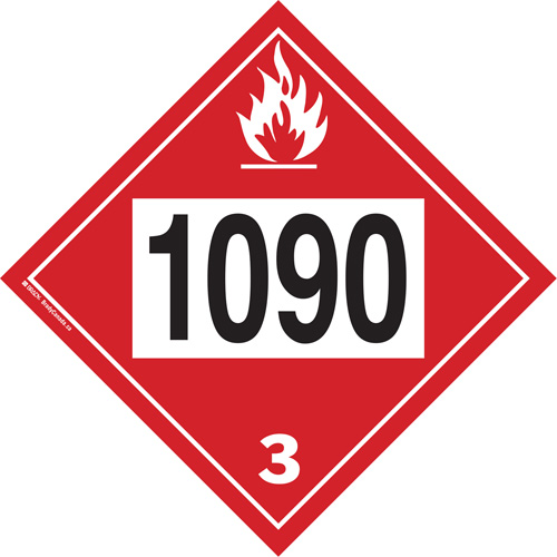 Plaque-&eacute;tiquette TMD 1090 pour liquide inflammable ac&eacute;tone, Plastique Cintas