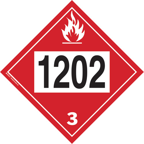Plaque-&eacute;tiquette TMD 1202 pour liquide inflammable huile combustible, Plastique Cintas