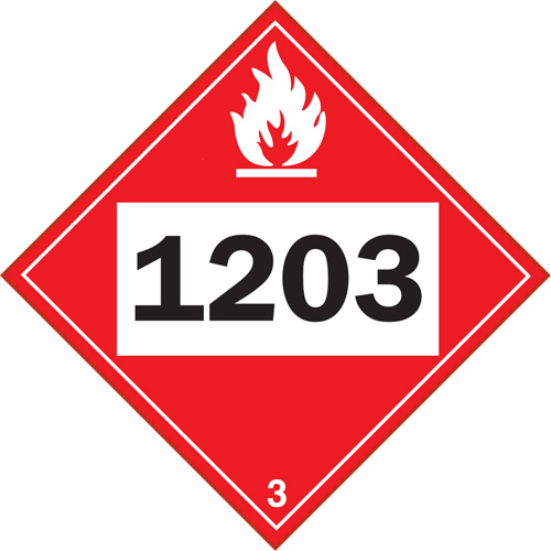 Plaque-&eacute;tiquette TMD 1203 pour liquide inflammable essence & essence-alcohol, Vinyle adh&eacute;sif Cintas