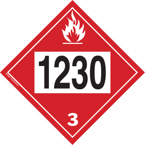 1230 Methanol TDG Placard, Plastic Cintas
