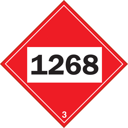 Plaque-&eacute;tiquette TMD 1268 pour distillats de p&eacute;trole, Plastique Cintas