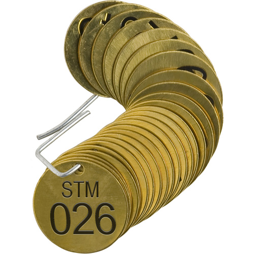 &eacute;tiquettes num&eacute;rot&eacute;es pour vannes STM, # 026-050, Laiton, 1,5" dia. Cintas