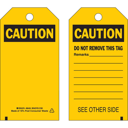 Self-Laminating Safety Tags, Polyester, 4" W x 7" H, English Cintas