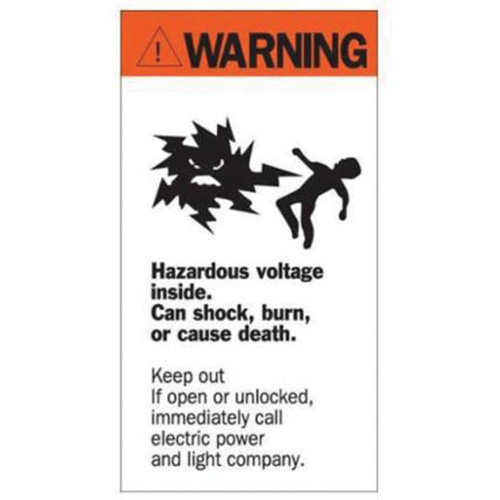 Enseigne Warning Hazardous Voltage, 8" x 4-1/2", Acrylique, Anglais avec pictogramme Cintas