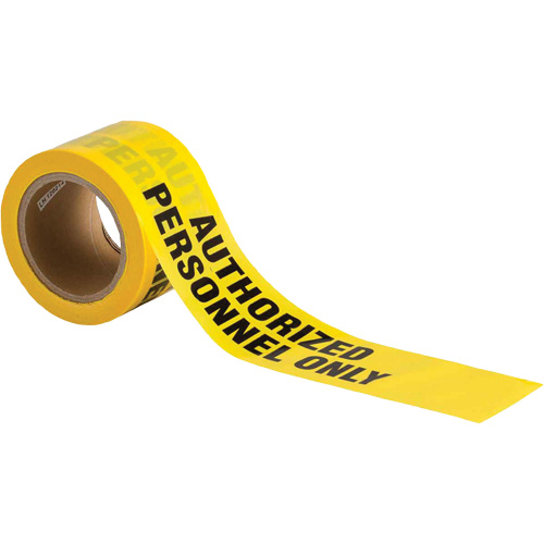 Barricade Tape, English, 3" W x 200' L, 3 mils, Black on Yellow Cintas