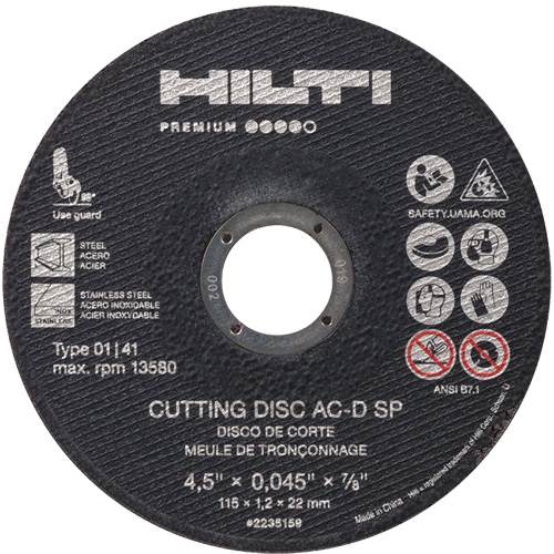 AC-D SP Cut-Off Wheel, 4-1/2" x 0.045", 7/8" Arbor, Type 1, 13580 RPM Cintas