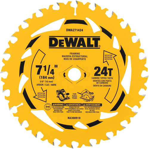 Lame de scie circulaire, 7-1/4", 24 dents, Pour Bois Cintas