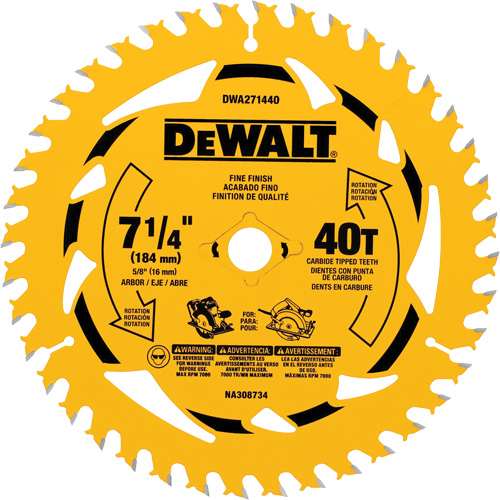 Lame de scie circulaire, 7-1/4", 40 dents, Pour Bois Cintas