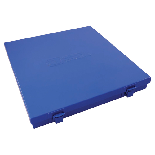 Boîte en m&eacute;tal mince, 10-1/2" P x 9-1/4" la x 1-1/4" h, Bleu Cintas