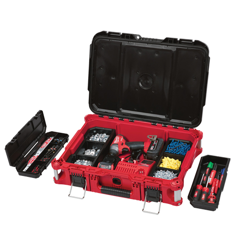 Packout Tool Box, 22" x 16" x 7", Black/Red Cintas