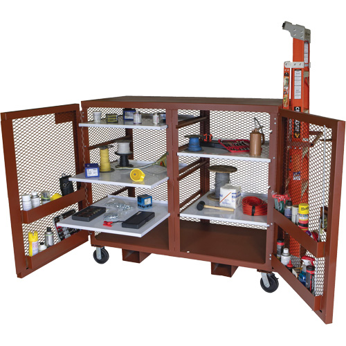 Armoire mobile en treillis, Acier, 49 pi³, Rouge Cintas