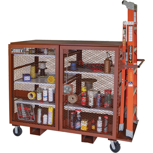 Armoire mobile en treillis, Acier, 49 pi³, Rouge Cintas