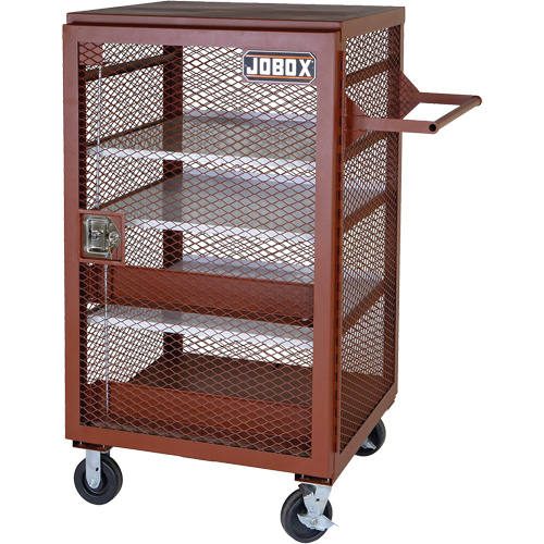 Mobile Mesh Cabinet, Steel, 22 Cubic Feet, Red Cintas