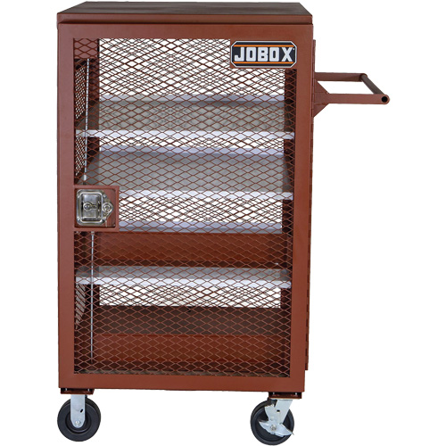 Mobile Mesh Cabinet, Steel, 22 Cubic Feet, Red Cintas