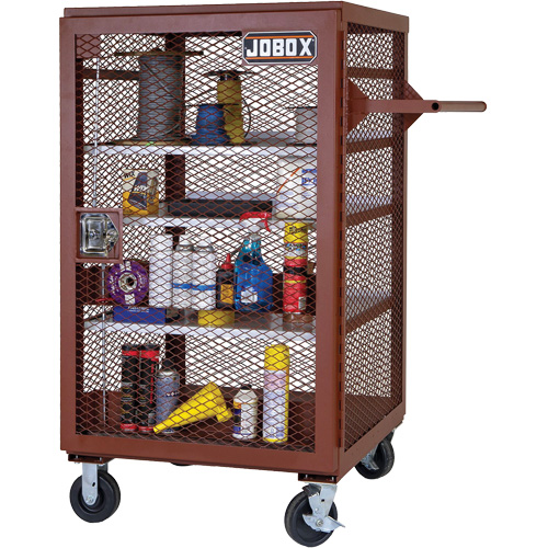 Mobile Mesh Cabinet, Steel, 22 Cubic Feet, Red Cintas