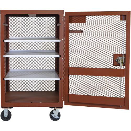 Mobile Mesh Cabinet, Steel, 22 Cubic Feet, Red Cintas