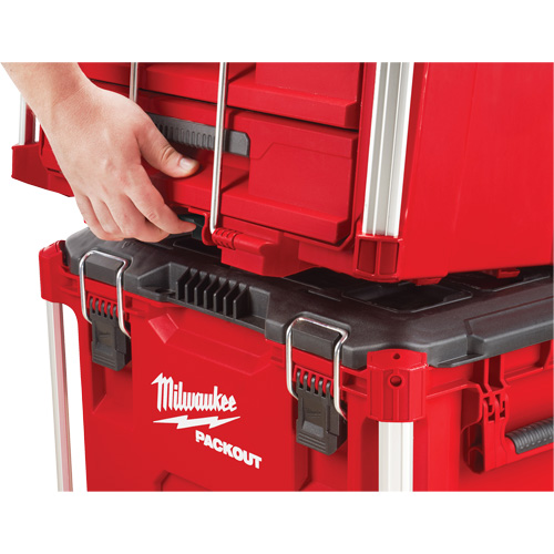 Boîte &agrave; outils avec 3 tiroirs Packout, 16-1/3" x 14-1/3" x 22-1/5", Noir/Rouge Cintas