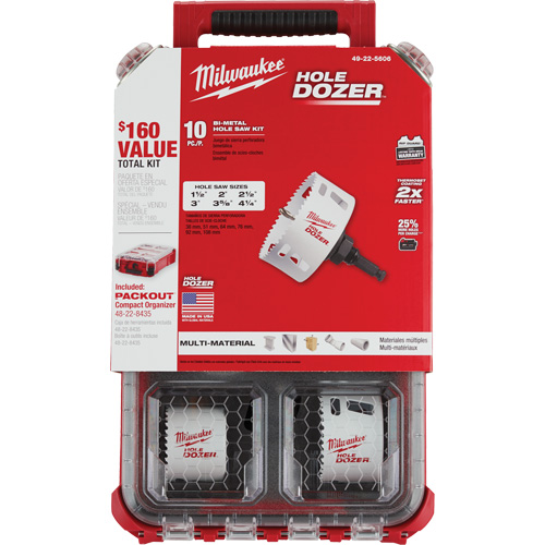 Packout Hole Dozer Hole Saw Kit, 10 Pieces Cintas