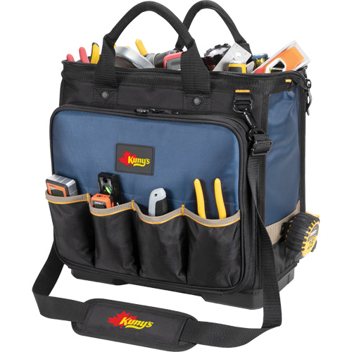 Molded Base Multi-Compartment Technician's Tool Bag, Ballistic Polyester, 54 Pockets, Black/Blue Cintas
