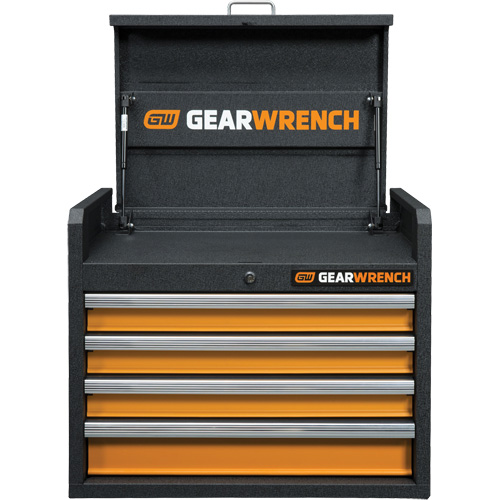 GSX Series Tool Chest, 26" W, 4 Drawers, Black/Orange Cintas