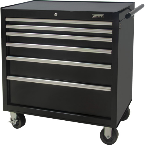 Industrial Tool Cart, 6 Drawers, 39" W x 20-4/5" D x 38-1/2" H, Black Cintas